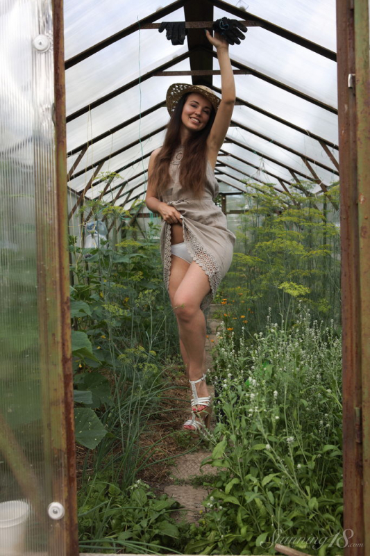 Naked in the greenhouse