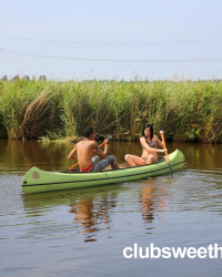 Romantic canoe ride