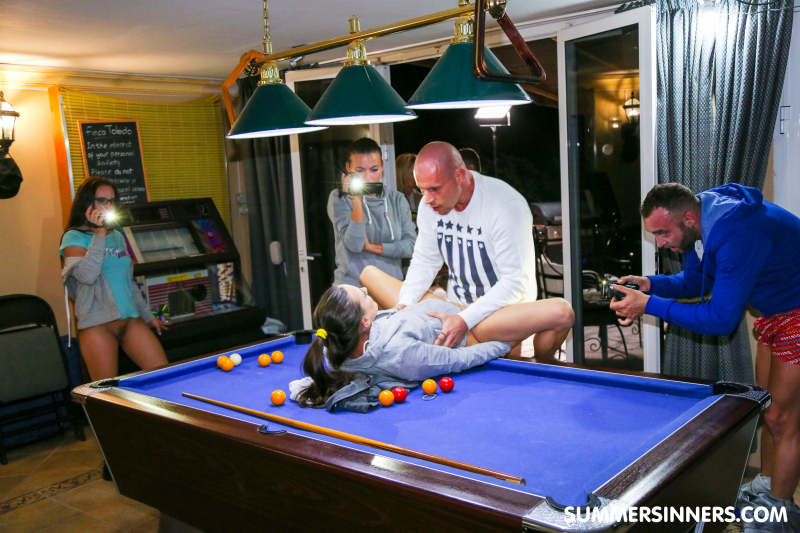 Group banging on pool table