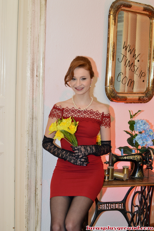 Red Head In Red Dress