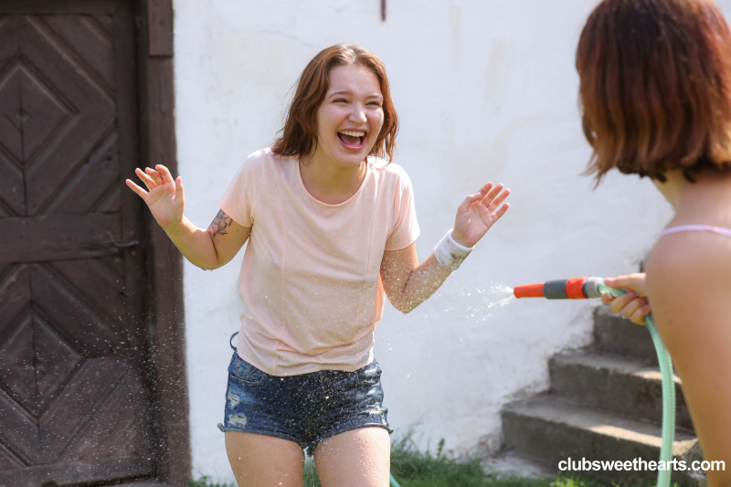 Young lesbians having fun in the garden