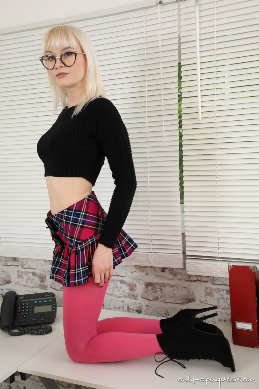 Plaid Miniskirt Pink Tights