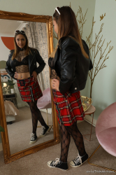 Plaid-Miniskirt-Patterned-Pantyhose