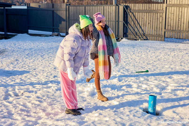 Playful lesbians love winter