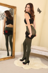 Miniskirt-Olive-Pantyhose