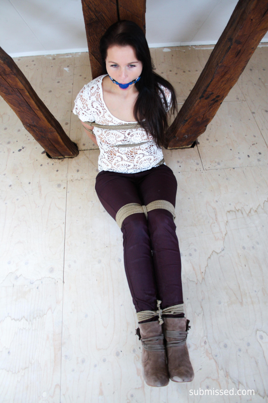 Damsel tied up ballgagged