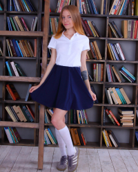 Sexy student undressing in the library