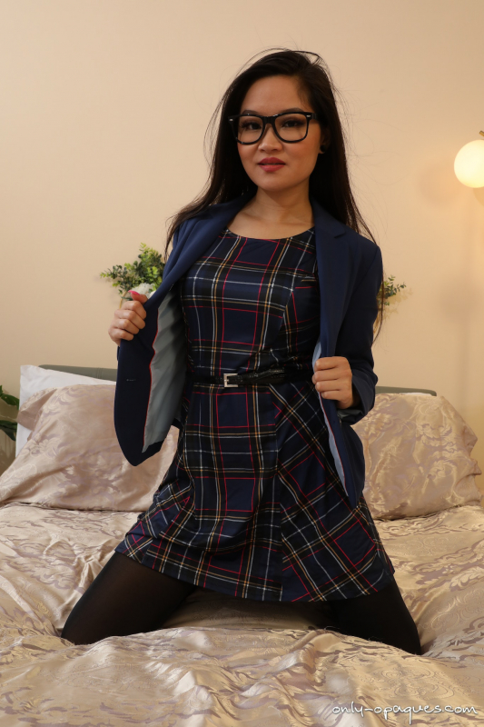 Plaid Minidress Black Pantyhose